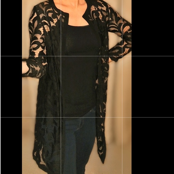 Milly black lace open front cardigan size8 shrug - Picture 2 of 8